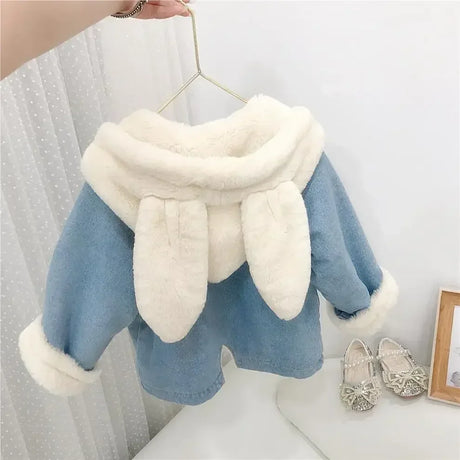 Kids Winter Cotton Polyester Hooded Rabbit Ear Coat - Omega Lifestyles