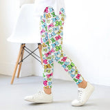 Girls Printed Cotton Polyester Stretch Leggings - Omega Lifestyles