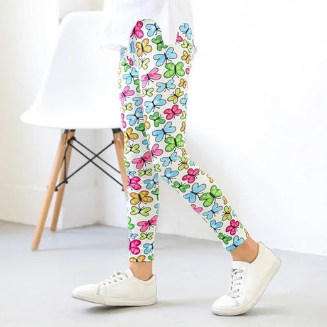 Girls Printed Cotton Polyester Stretch Leggings - Omega Lifestyles