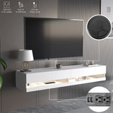 Modern Wooden Floating TV Stand With LED Lights
