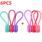 Set of 6 Silicone Reusable Cable Twist Ties Organizer