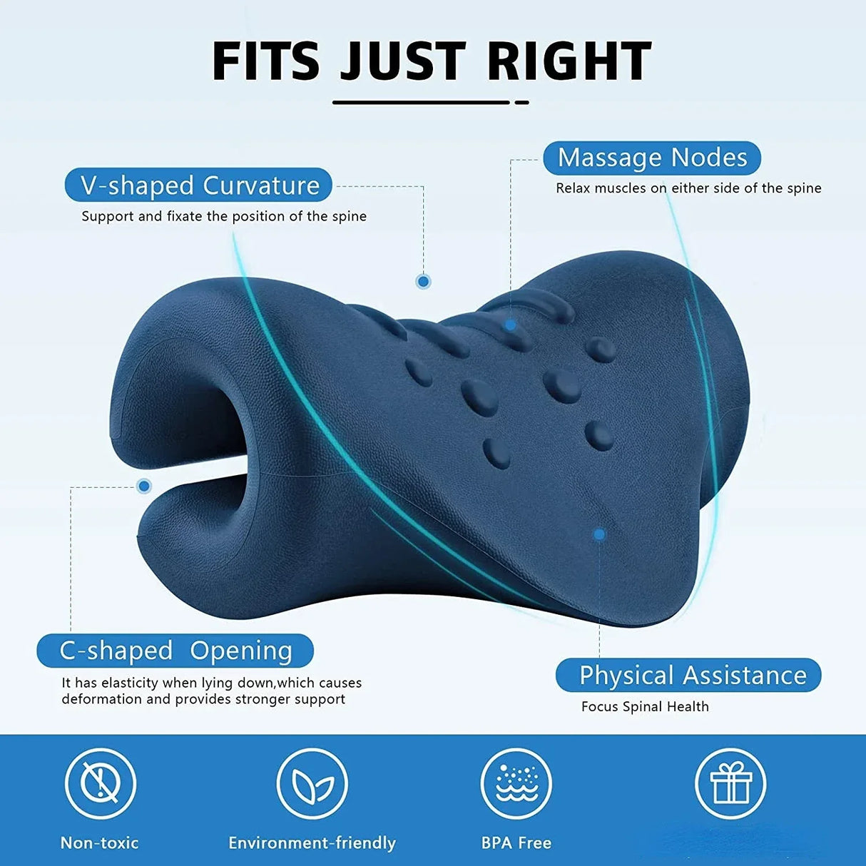Ergonomic Cervical Spine Neck Traction Stretching Pillow - Omega Lifestyles