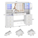 Large Modern Wooden Vanity Desk With Mirror Lights