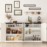 Farmhouse Wood Adjustable Shelf Sideboard Buffet Cabinet