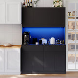 American Country Antique Wood Pantry Cabinet With LED Lights