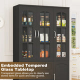 Modern 78-Inch White Glass Door Living Room Cabinet