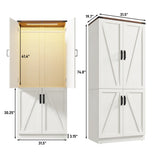 Farmhouse 2-Door Armoire Wardrobe Closet With LED