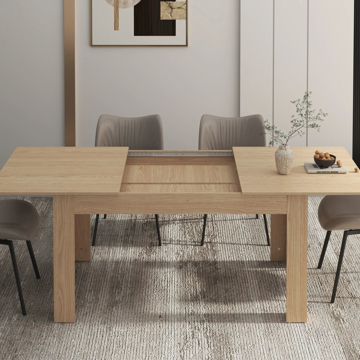 Modern Extendable Wooden Dining Table For 6 To 10 Persons