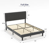 Queen Upholstered Linen Platform Bed Frame With Storage