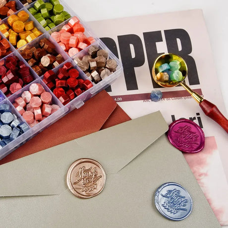 Assorted Metallic Wax Seal Beads And Candle Set - Omega Lifestyles