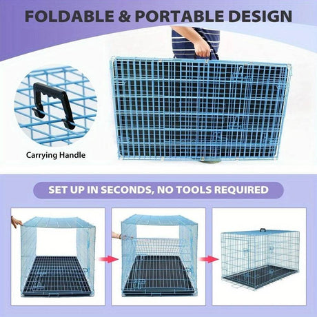 Folding Heavy Duty Iron Pet Crate For Dogs - Sleep Galleria