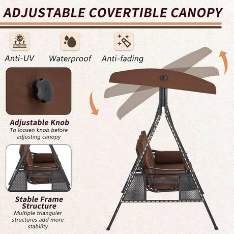Outdoor Patio Swing with Adjustable Canopy - Omega Lifestyles