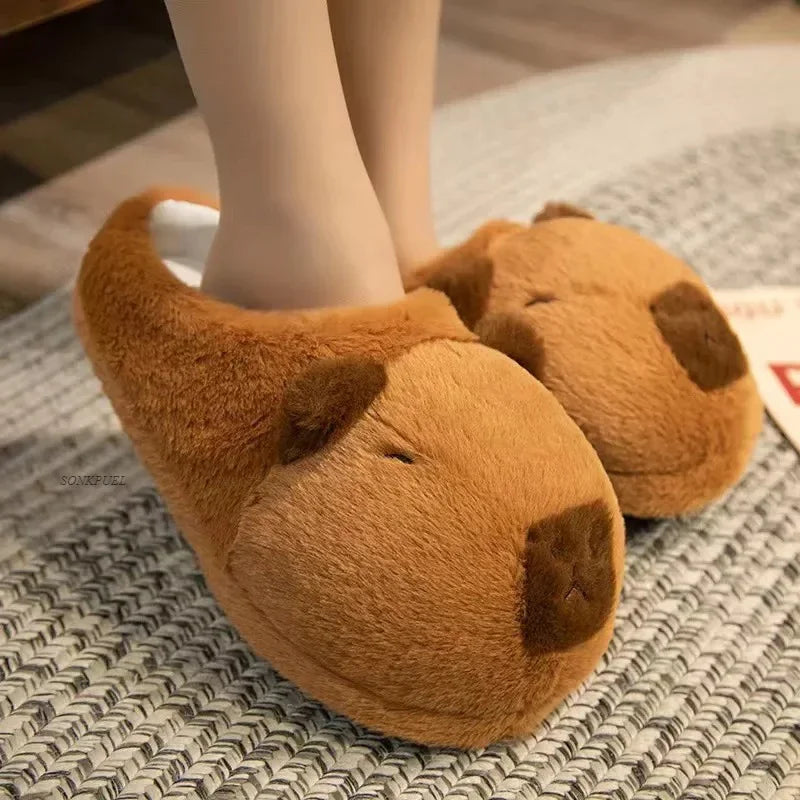 Capybara Plush Indoor Winter Slip-On Cozy Slippers