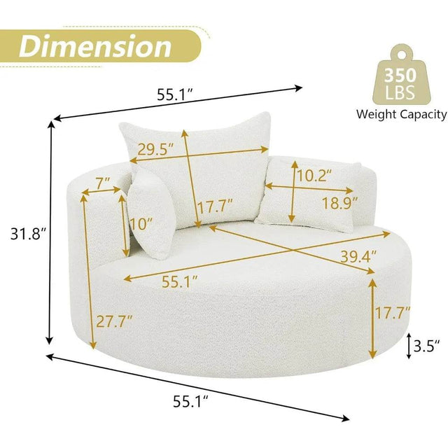 Oversized 360-Degree Swivel Chenille Chair - Omega Lifestyles
