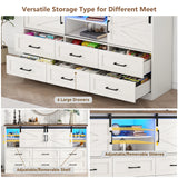 Farmhouse Wood Sideboard Buffet Cabinet With Charging Station