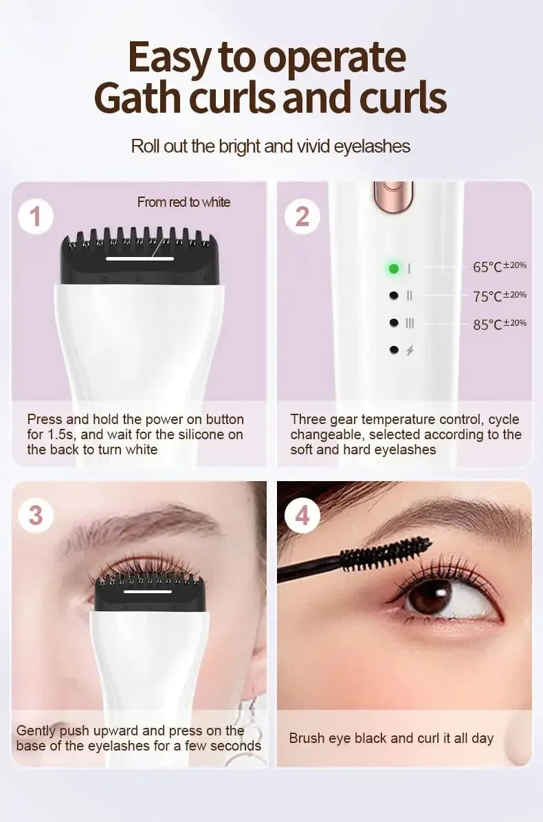 Electric Heated Eyelash Curler 3-Speed Temperature Control - Omega Lifestyles