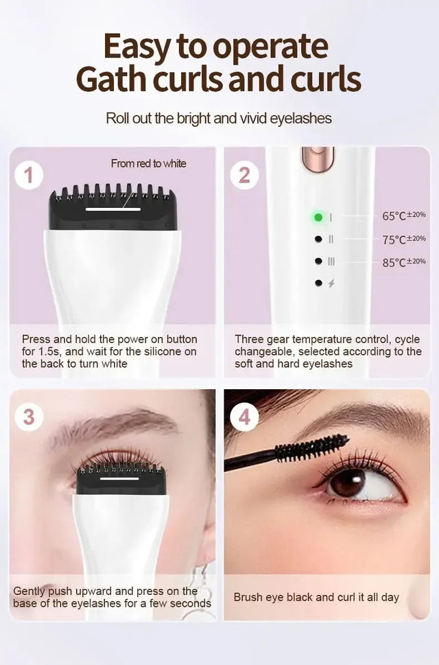 Electric Heated Eyelash Curler 3-Speed Temperature Control - Omega Lifestyles