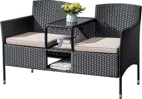 Outdoor Furniture Patio Loveseat Wicker Bench - Omega Lifestyles