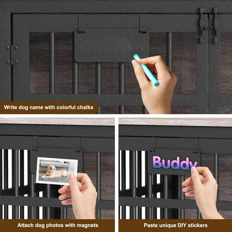 Heavy Duty XL Double-Door Wood Metal Dog Crate - Omega Lifestyles