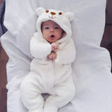 Baby Bear Hooded Cotton Romper Long Sleeve Footies - Omega Lifestyles