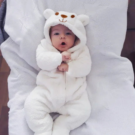Baby Bear Hooded Cotton Romper Long Sleeve Footies - Omega Lifestyles