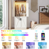 Farmhouse 2-Door Armoire Wardrobe Closet With LED