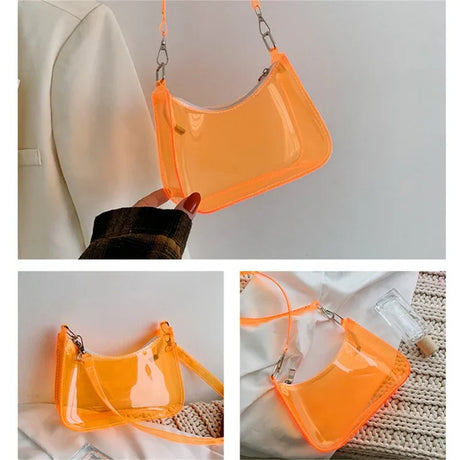 Clear PVC Small Zipper Shoulder Bag For Women - Omega Lifestyles
