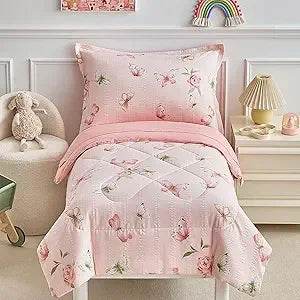 White Star Toddler Bedding Set,4 Pieces Reversible Toddler Comforter Set,Ultra Soft Crib Bed Set for Girls and Boys,Including C - Omega Lifestyles