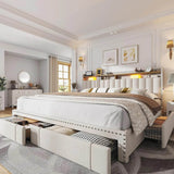 Upholstered Bed Frame with Storage Drawers - Omega Lifestyles