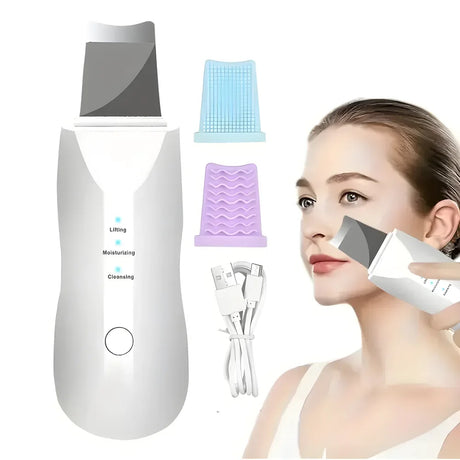 Deep Vibrate Ultrasonic Facial Skin Scrubber Cleaner Massage Device - Omega Lifestyles