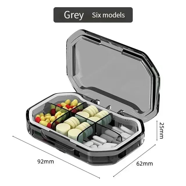 Portable 6-Grid Transparent Waterproof Pill Storage Box - Omega Lifestyles