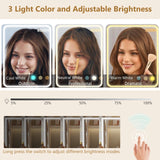 Modern Wooden Vanity Desk With Mirror Lights Charging Station