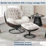 Cream Linen Mid Century Swivel Accent Chair - Omega Lifestyles