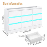 9-Drawer Wooden Dresser With LED Lights And Charging Station