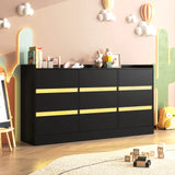 9-Drawer Wooden Dresser With LED Lights And Charging Station