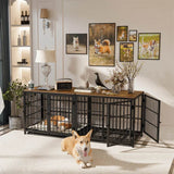 Multifunctional Wooden Dog Crate With Removable Tray - Omega Lifestyles