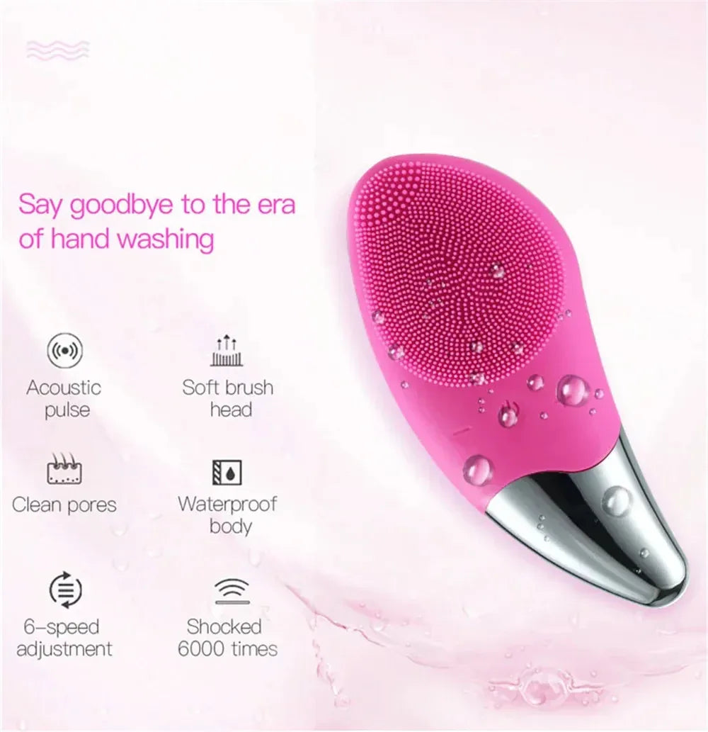 Silicone Mini Electric Facial Cleanser Waterproof Rechargeable - Omega Lifestyles