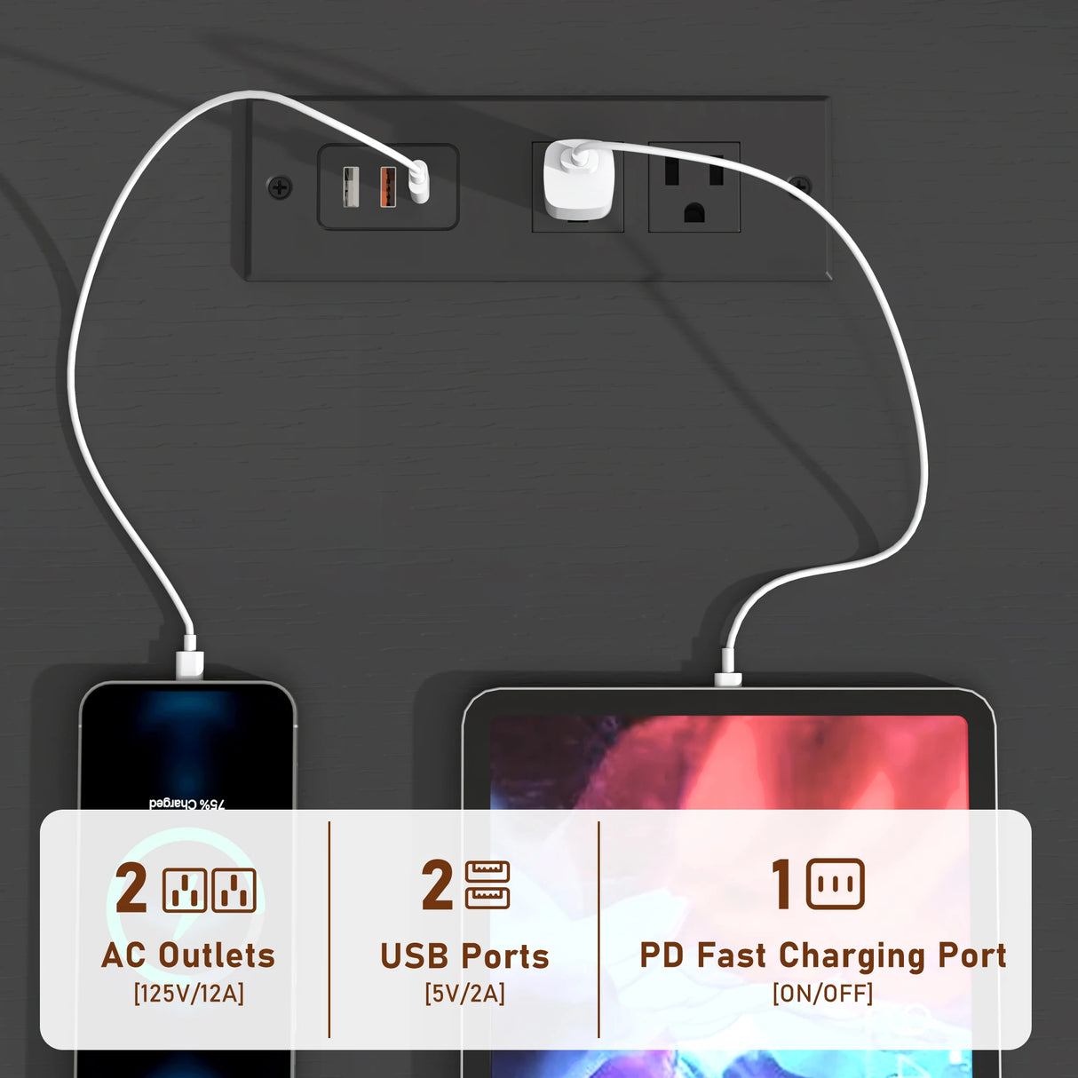 Modern 9 Drawer Engineered Wood Dresser With Charging Station