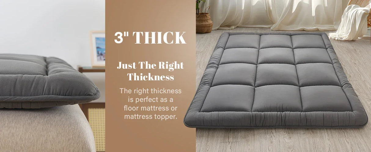 3-Inch Medium Memory Foam Japanese Floor Futon Mattress - Omega Lifestyles