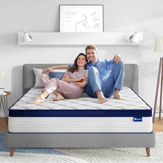 King Size Mattress 12 Inch King Mattresses in a Box Hybrid Spring Mattresses with Comfort Foam and Pocket Coils for Pressure Rel - Omega Lifestyles