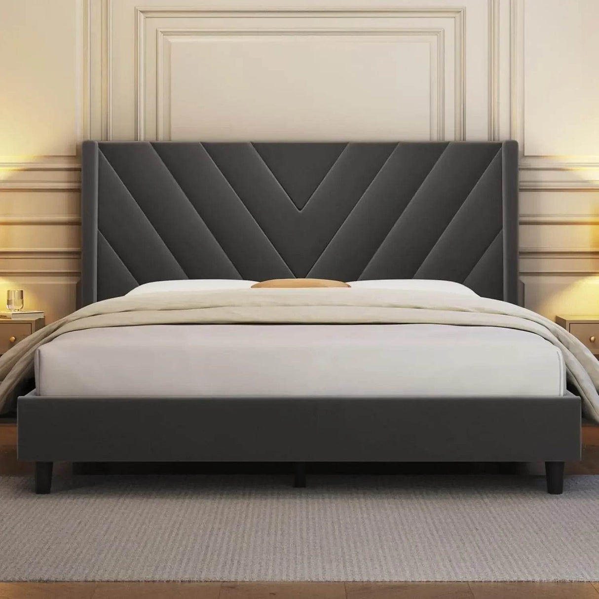 Upholstered Wing Side Bed Frame - Omega Lifestyles