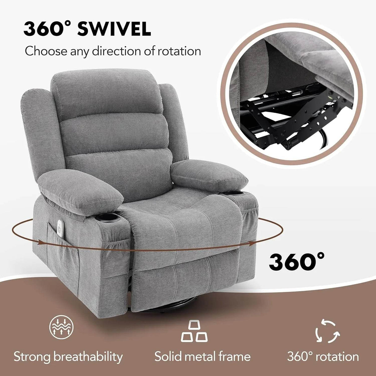 Oversized Rocker Recliner Chair with Heat Massage - Omega Lifestyles