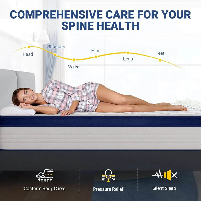 King Size Mattress 12 Inch King Mattresses in a Box Hybrid Spring Mattresses with Comfort Foam and Pocket Coils for Pressure Rel - Omega Lifestyles