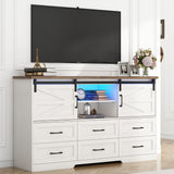 Farmhouse Wood Sideboard Buffet Cabinet With Charging Station