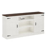 66-Inch Farmhouse Wooden TV Stand With Power Outlets