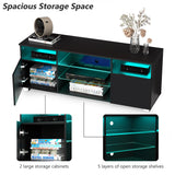 Modern LED TV Stand With Adjustable Shelves and Remote Control