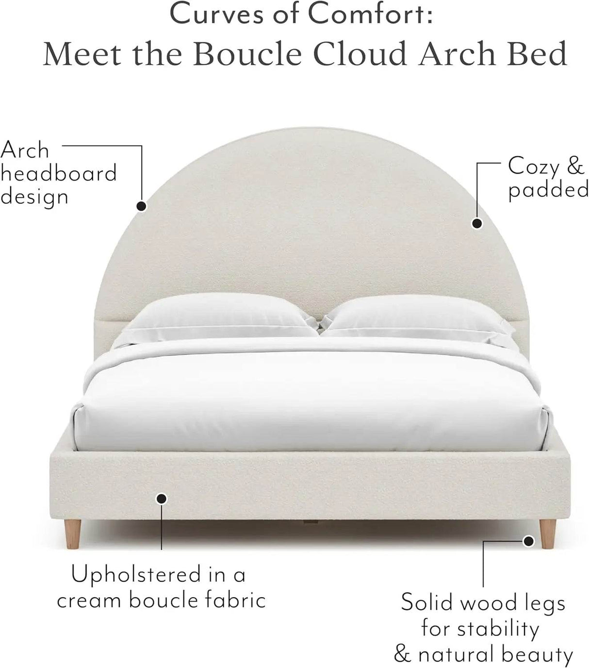 Boucle Upholstered Platform Bed Frame - Omega Lifestyles