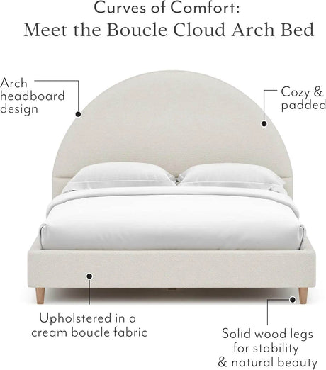 Boucle Upholstered Platform Bed Frame - Omega Lifestyles