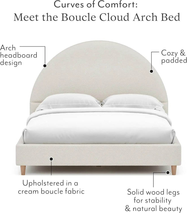 Boucle Upholstered Platform Bed Frame - Omega Lifestyles