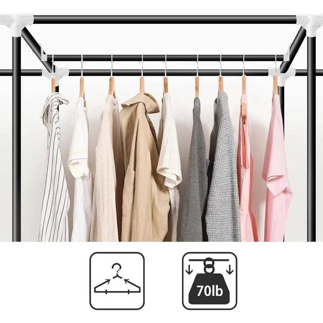 82-Inch Portable Wardrobe Closet With Shelves - Omega Lifestyles